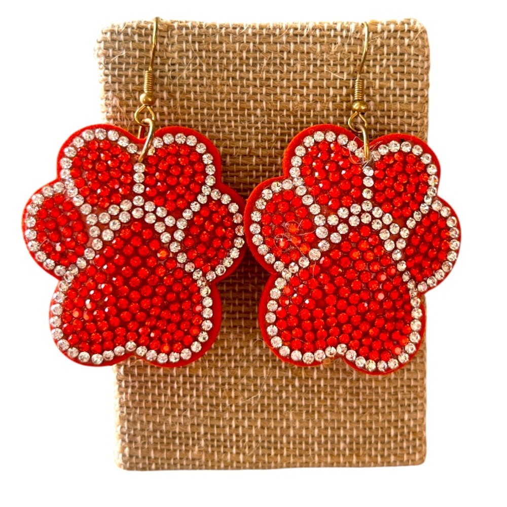 NWT! Clemson Tigers Bling Tiger Paw Game Day Dangle Earrings Orange Hand Crafted